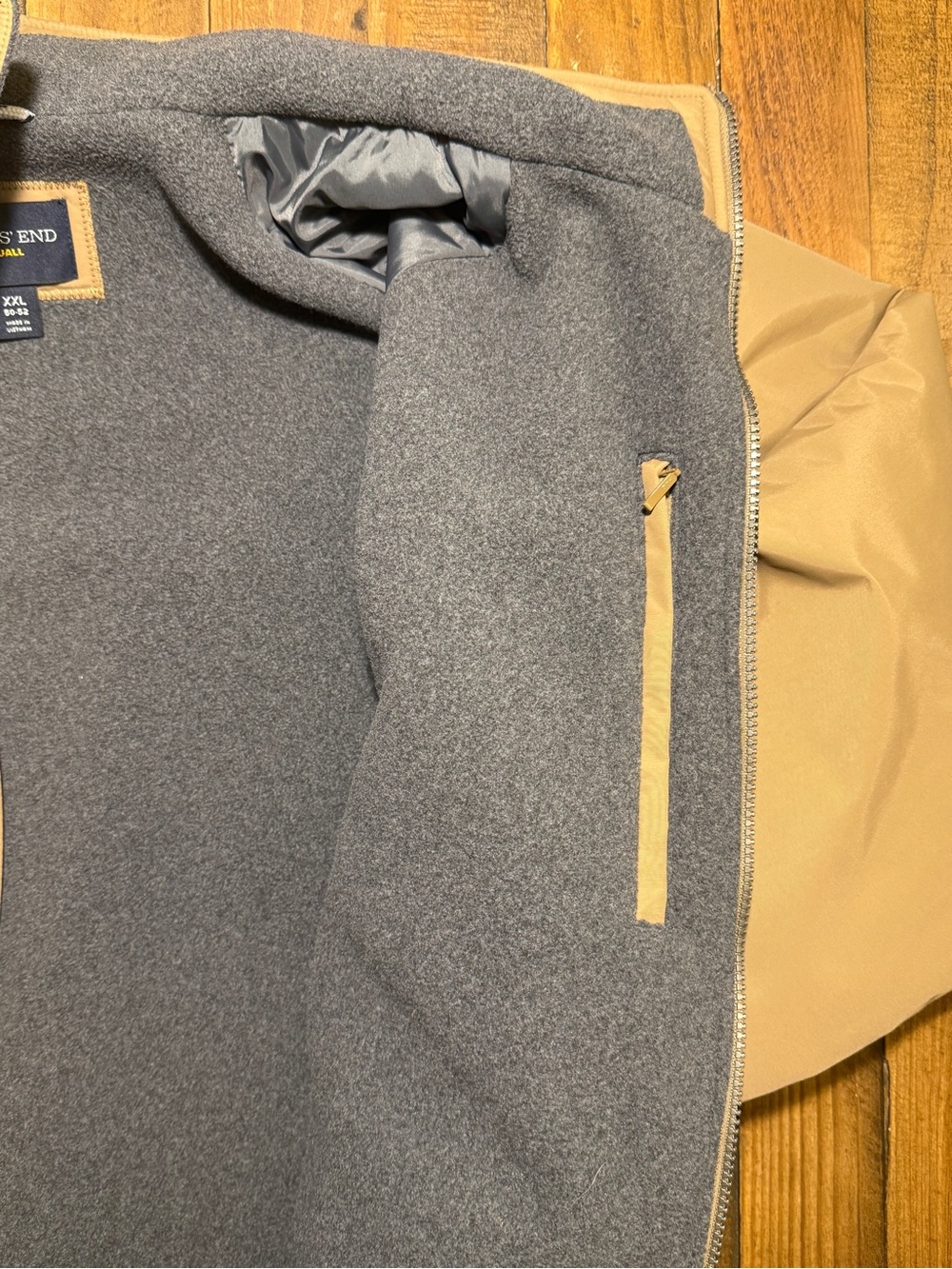 Lands’ End Squall Men’s XXL Tan Insulated Full-Zip Jacket - Picture 7 of 9